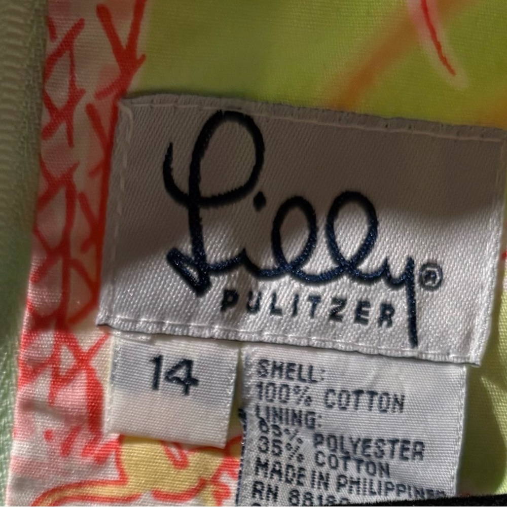 Lilly Pulitzer girls Vibrant Green & Pink monkey palm tree print Shift Dress 14 - Picture 6 of 7